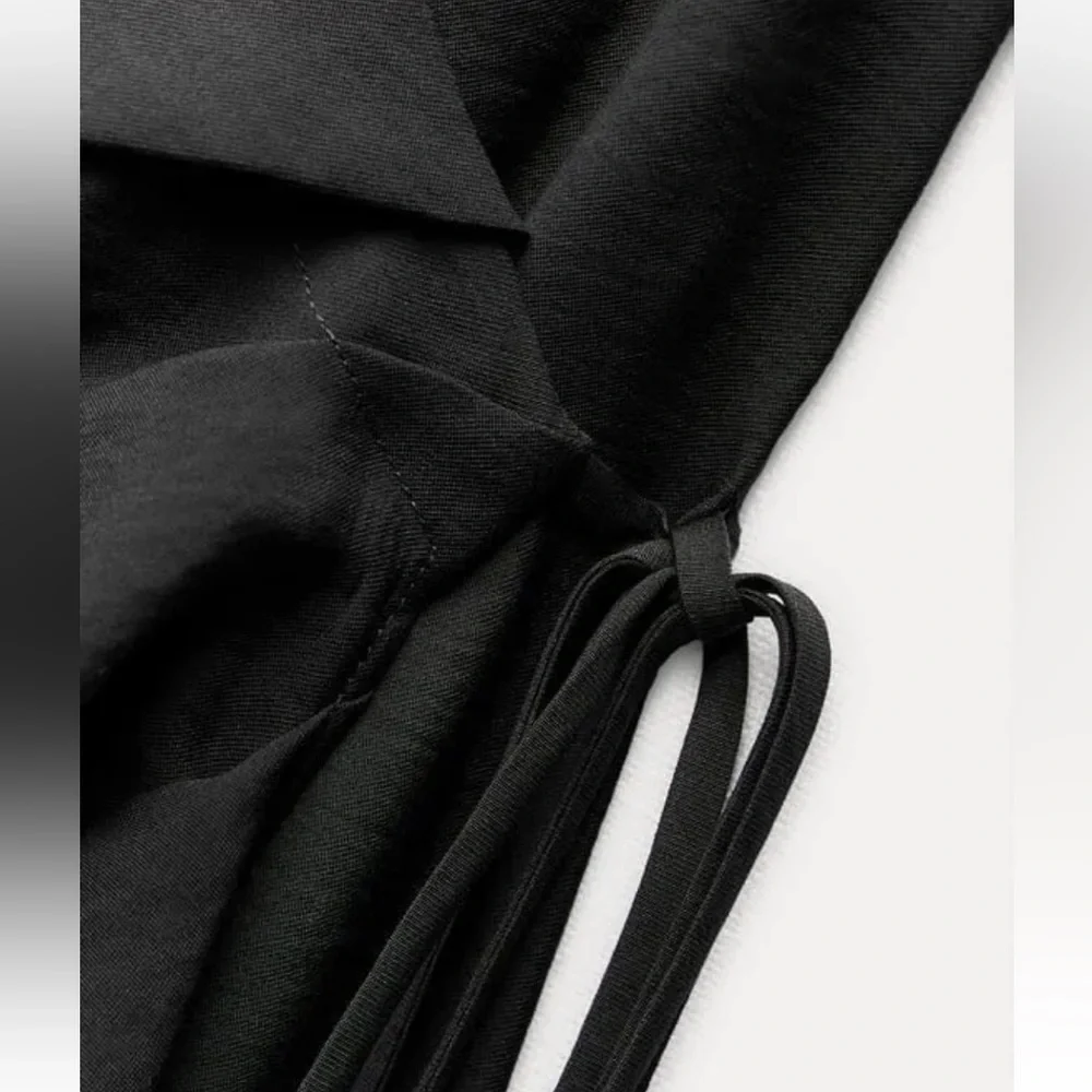 Zara NEW long sleeve Gray Wrap Dress - Picture 4 of 5